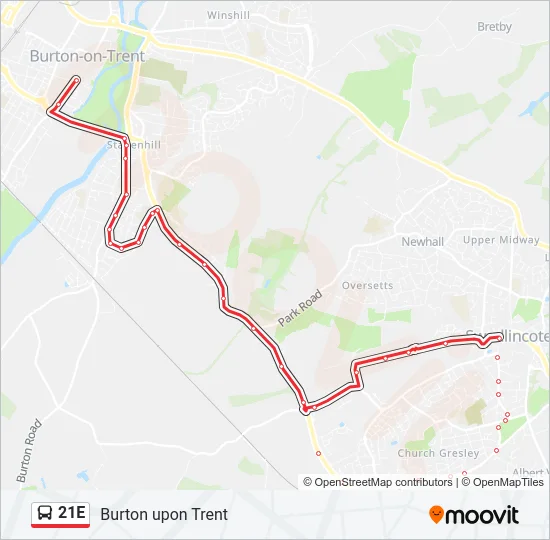 21E Bus Line Map
