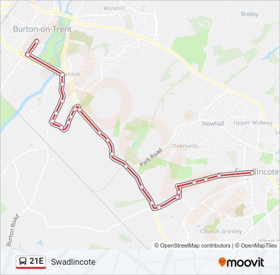 21E Bus Line Map