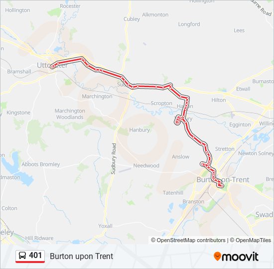 Bus 401 Route Map 401 Route: Schedules, Stops & Maps - Burton Upon Trent (Updated)