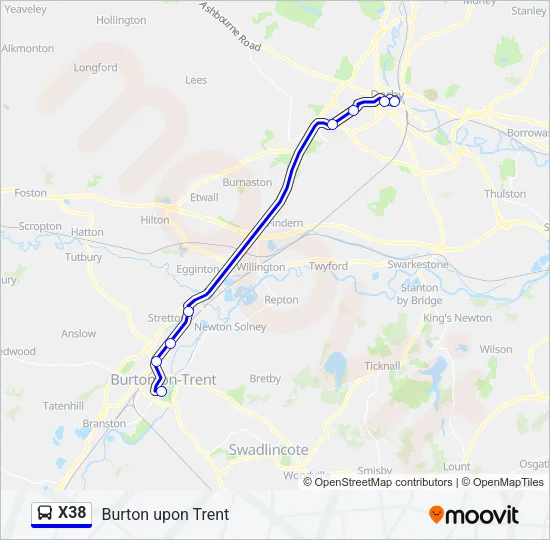 X38 Bus Line Map