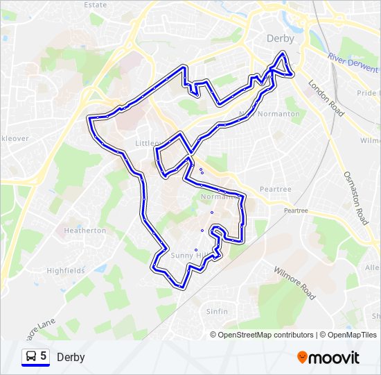 Bus 5 Route Map 5 Route: Schedules, Stops & Maps - Derby (Updated)