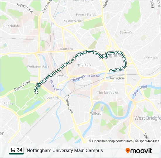 34 Bus Line Map