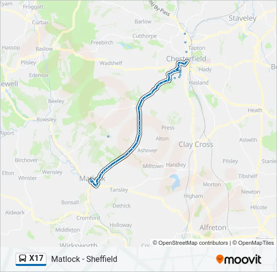 X17 Bus Line Map