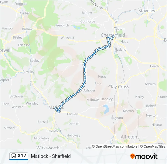 X17 Bus Line Map