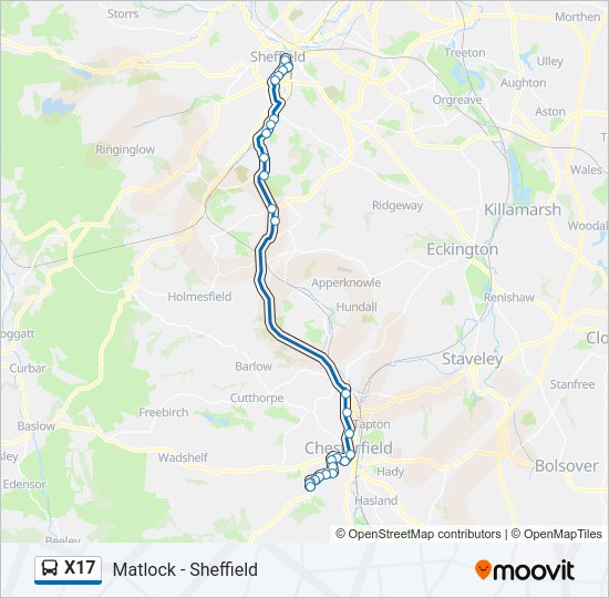 X17 Bus Line Map