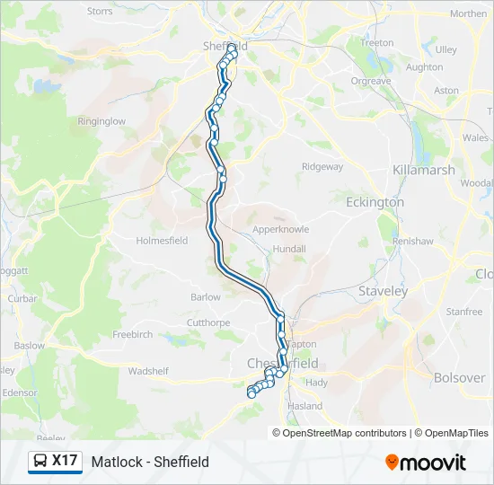 X17 Bus Line Map