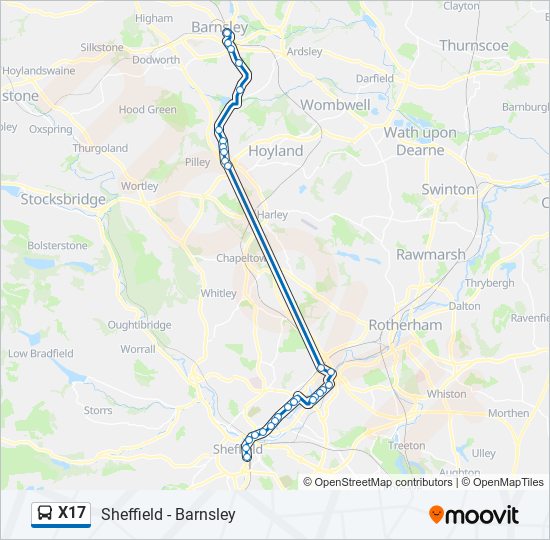 X17 bus Line Map