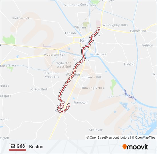 G68 bus Line Map
