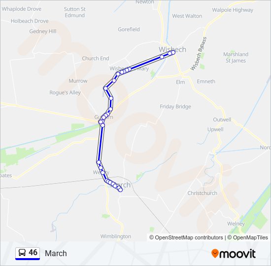 46 bus Line Map