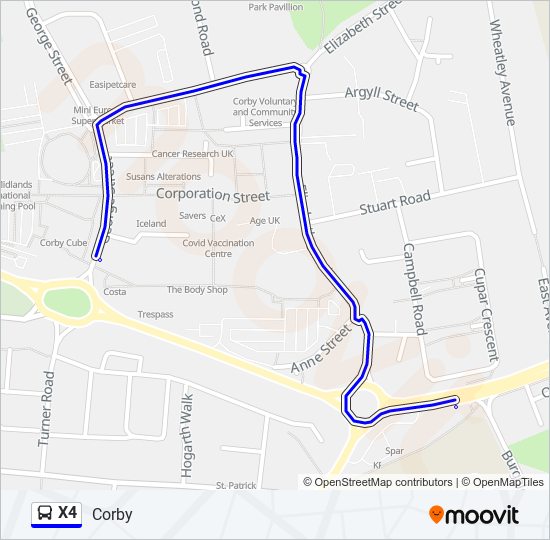 X4 bus Line Map