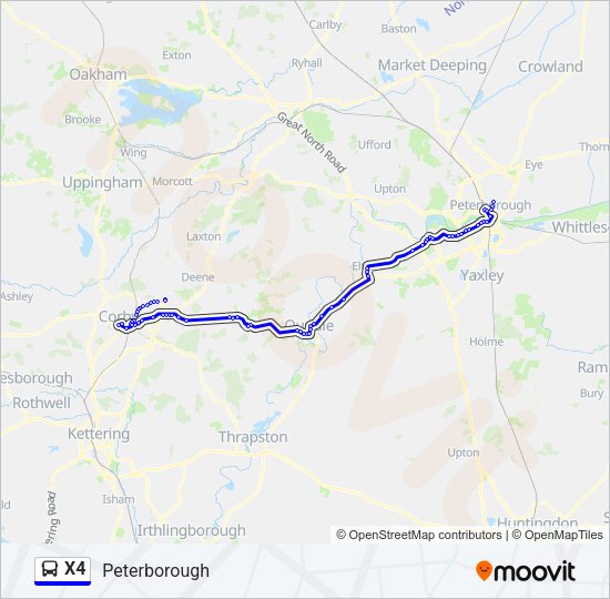 X4 Bus Route Map X4 Route: Schedules, Stops & Maps - Peterborough (Updated)