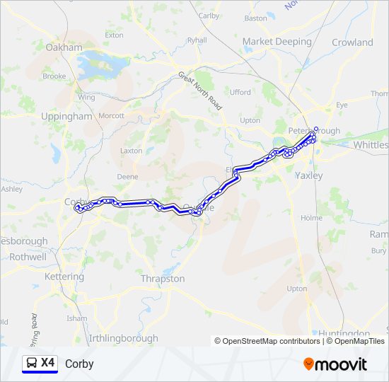 x4 Route: Schedules, Stops & Maps - Corby (Updated)