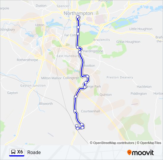 X6 Bus Line Map