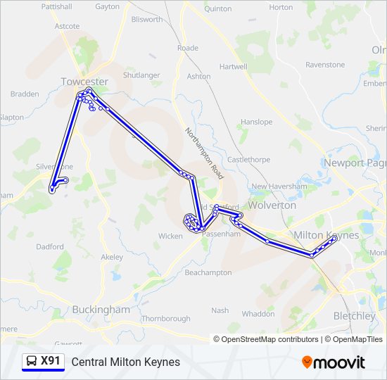 X91 bus Line Map