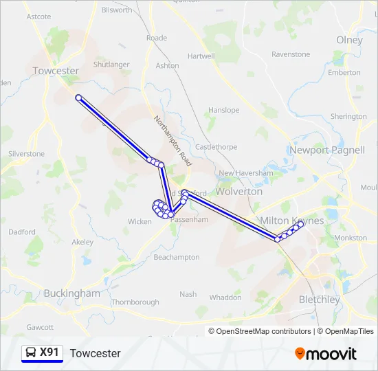 X91 Bus Line Map