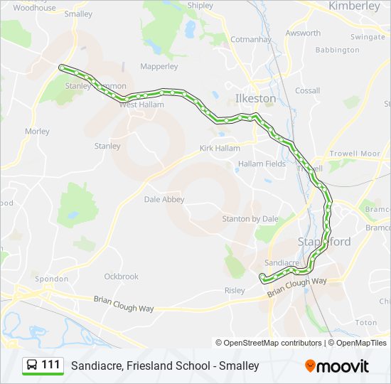 Bus 111 Route Map 111 Route: Schedules, Stops & Maps - Sandiacre (Updated)