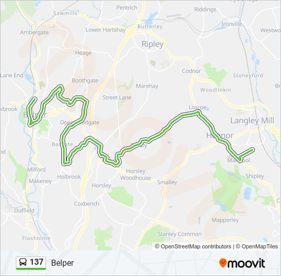 Bus 137 Route Map 137 Route: Schedules, Stops & Maps - Belper (Updated)