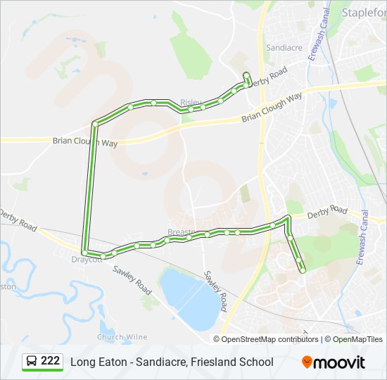 Bus 222 Route Map 222 Route: Schedules, Stops & Maps - New Sawley (Updated)