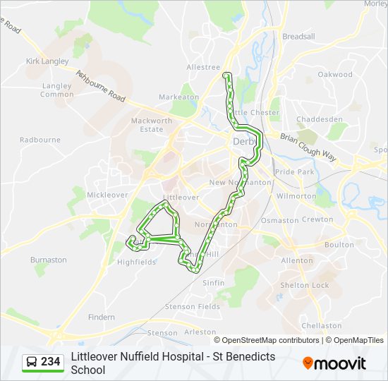 234 bus Line Map