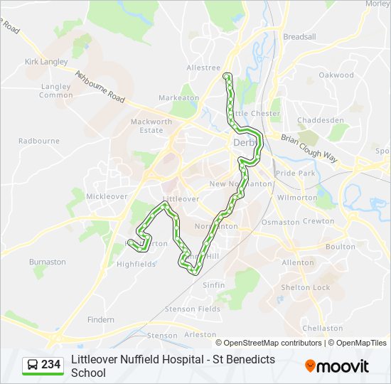 234 Route Schedules, Stops & Maps Darley Abbey (Updated)