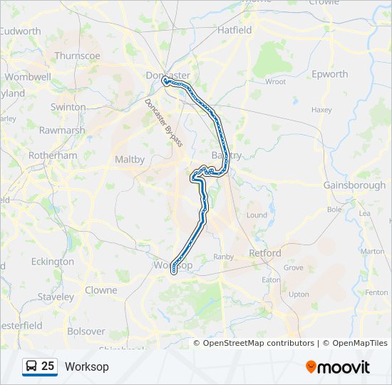 Bus 25 Route Map 25 Route: Schedules, Stops & Maps - Worksop (Updated)