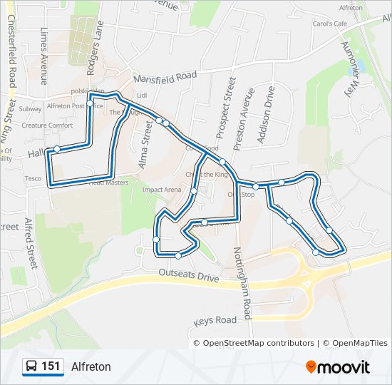 Bus 151 Route Map 151 Route: Schedules, Stops & Maps - Alfreton (Updated)