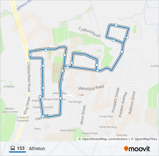 Bus 153 Route Map 153 Route: Schedules, Stops & Maps - Alfreton (Updated)