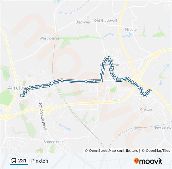 Bus 231 Route Map 231 Route: Schedules, Stops & Maps - Pinxton (Updated)