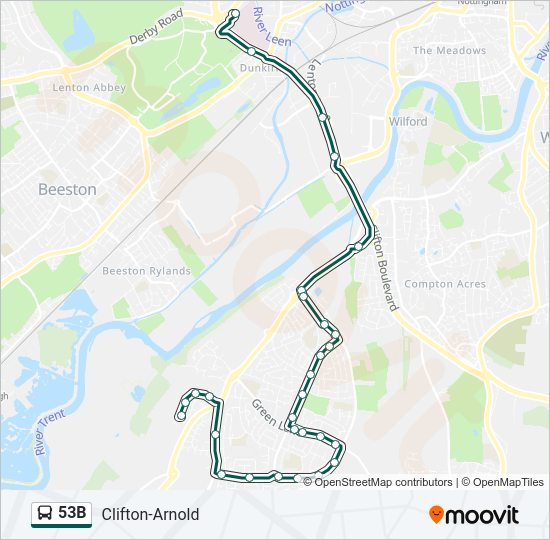 53B bus Line Map