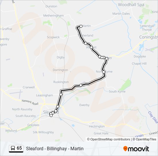 Bus 65 Route Map 65 Route: Schedules, Stops & Maps - Martin Moor (Updated)