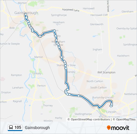 Bus 105 Route Map 105 Route: Schedules, Stops & Maps - Gainsborough (Updated)