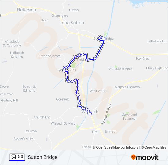 50 Bus Line Map