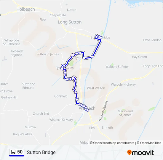 Cct Bus Schedule Route 50 50 Route: Schedules, Stops & Maps - Sutton Bridge (Updated)