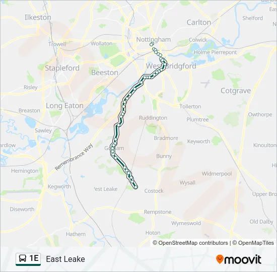 1E Bus Line Map