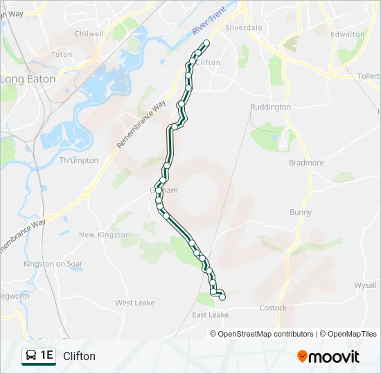 1E Bus Line Map