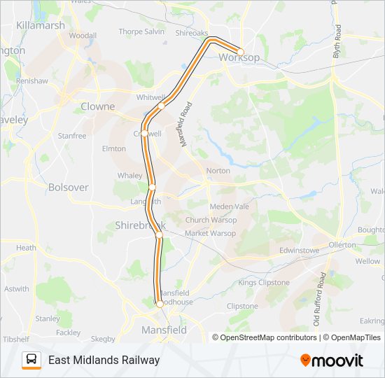 EAST MIDLANDS RAILWAY bus Line Map