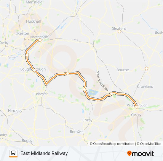 EAST MIDLANDS RAILWAY Bus Line Map