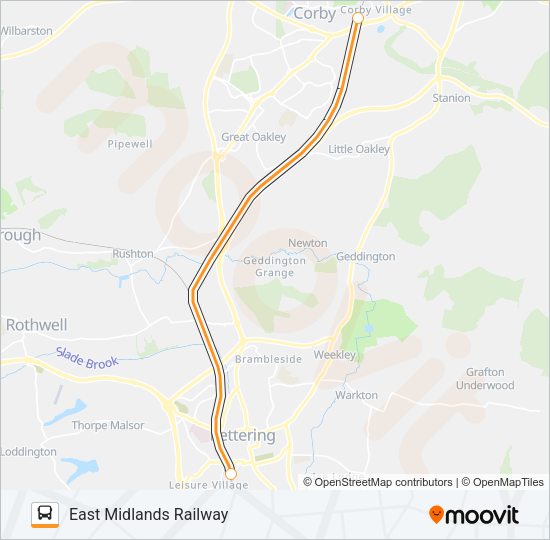 EAST MIDLANDS RAILWAY Bus Line Map