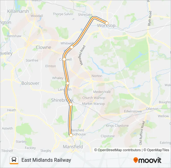 EAST MIDLANDS RAILWAY Bus Line Map