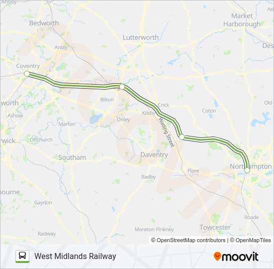 WEST MIDLANDS RAILWAY Bus Line Map