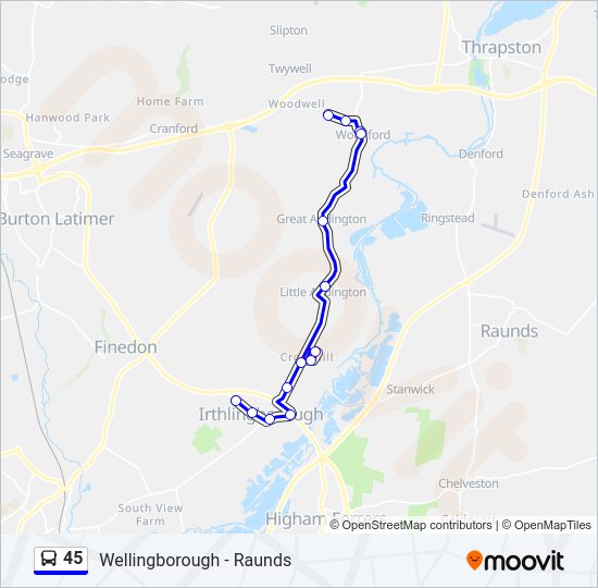 45 bus Line Map