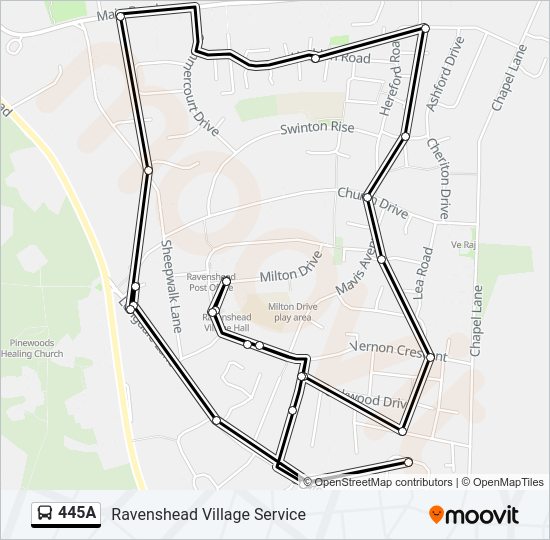 445A Bus Line Map
