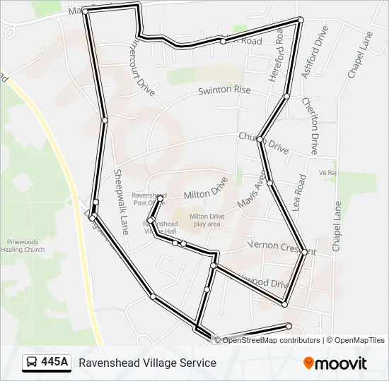 445A Bus Line Map