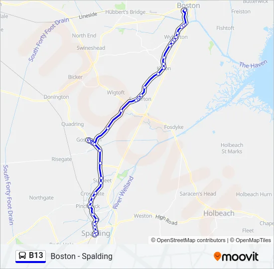 B13 Bus Line Map