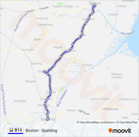 B13 Bus Line Map
