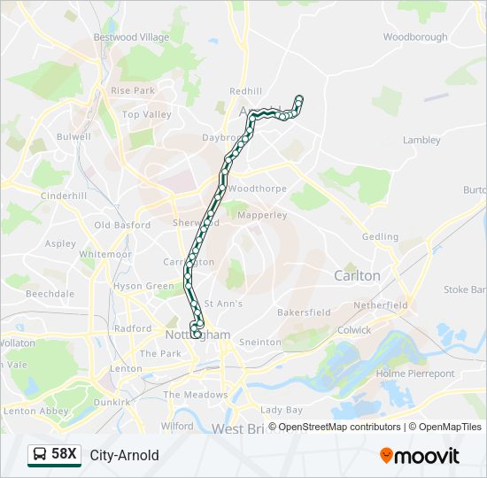 58X Bus Line Map