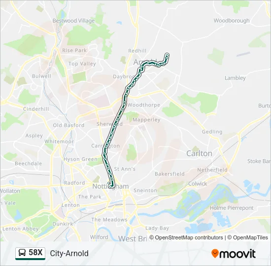 58X Bus Line Map