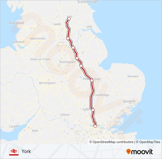 LONDON NORTH EASTERN RAILWAY Train Line Map