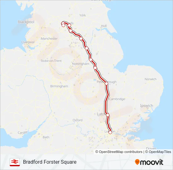 London And North Eastern Railway Map London North Eastern Railway Route: Schedules, Stops & Maps - Bradford  Forster Square (Updated)