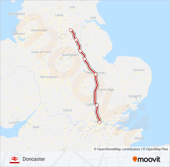 LONDON NORTH EASTERN RAILWAY Train Line Map